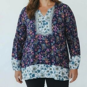 Woman Within Floral Peasant Top